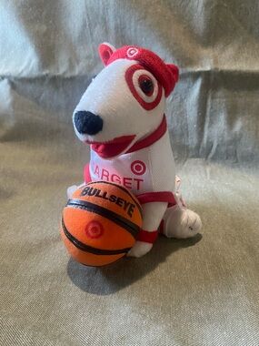 Target Bullseye Plush Dog with Basketball - White, Red & Orange